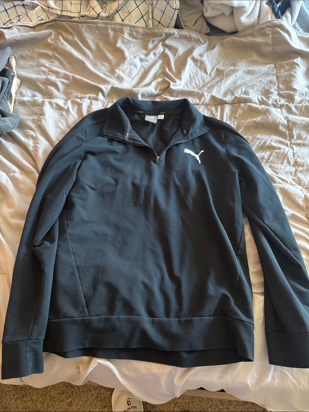 Puma Black Half-Zip Athletic Pullover with White Logo